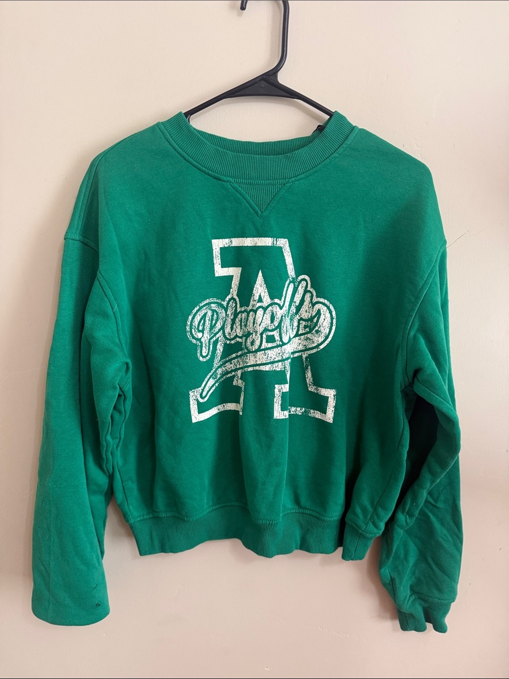 Green Pullover Graphic Sweatshirt with White Logo